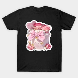 Birthday cake, Pink Flower，Beautiful Flowers T-Shirt